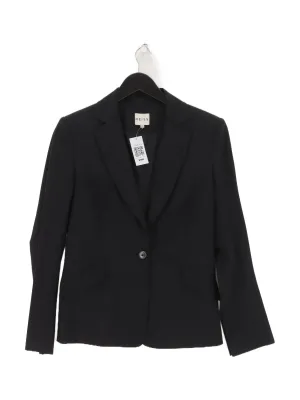 Reiss Women's Blazer UK 10 Black Wool with Elastane, Viscose