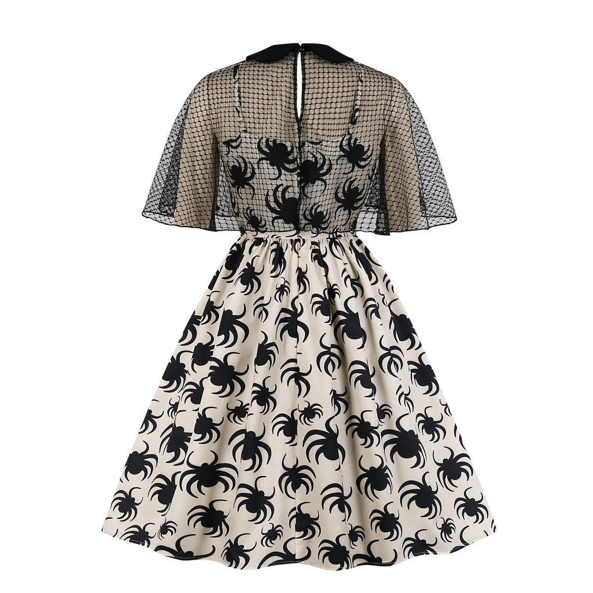 Retro Women Floral Print Net  Dresses