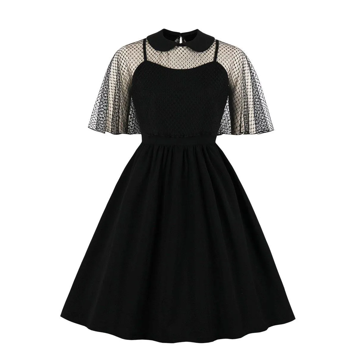 Retro Women Floral Print Net  Dresses