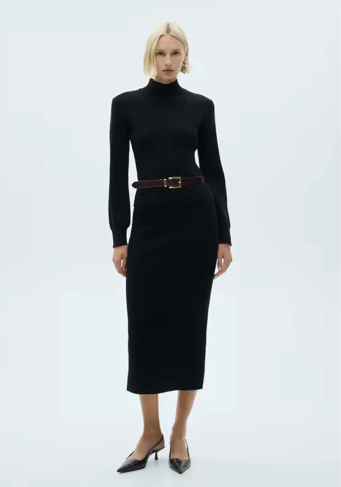 Ribbed round-neck sweater - Black