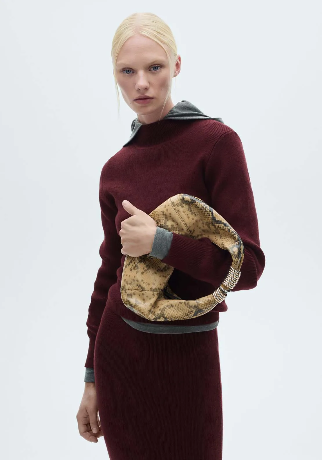 Ribbed round-neck sweater - Dark Red