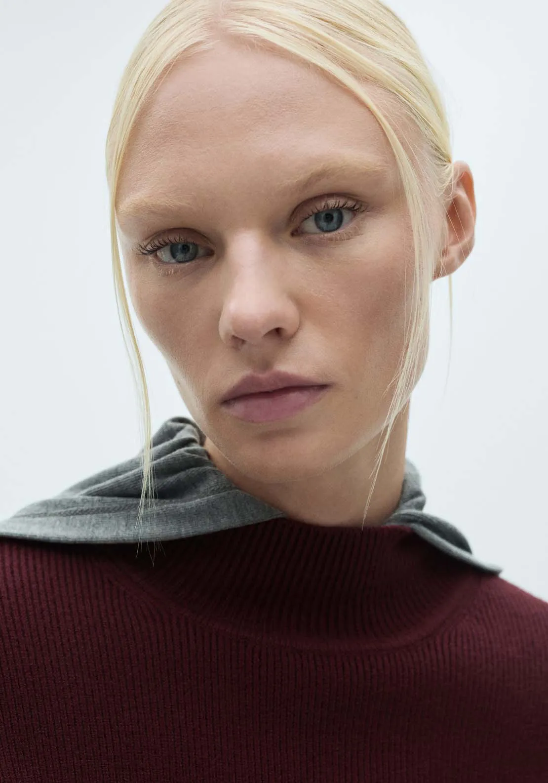 Ribbed round-neck sweater - Dark Red