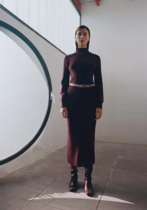 Ribbed round-neck sweater - Dark Red