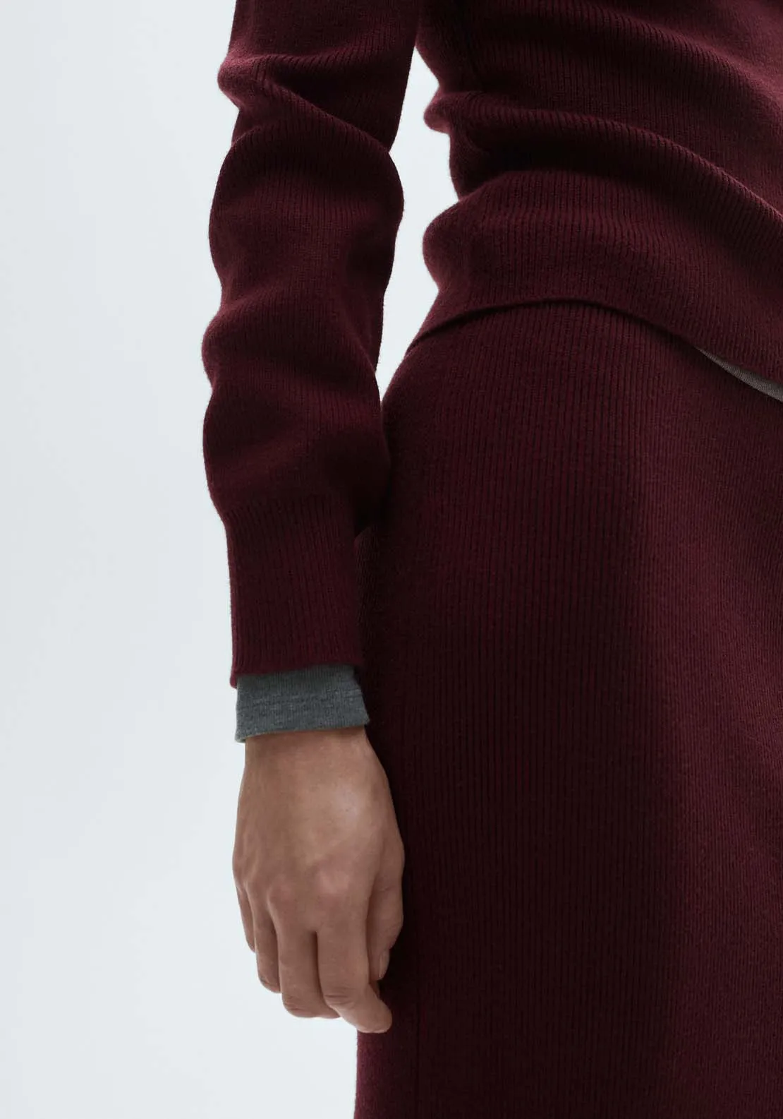 Ribbed round-neck sweater - Dark Red
