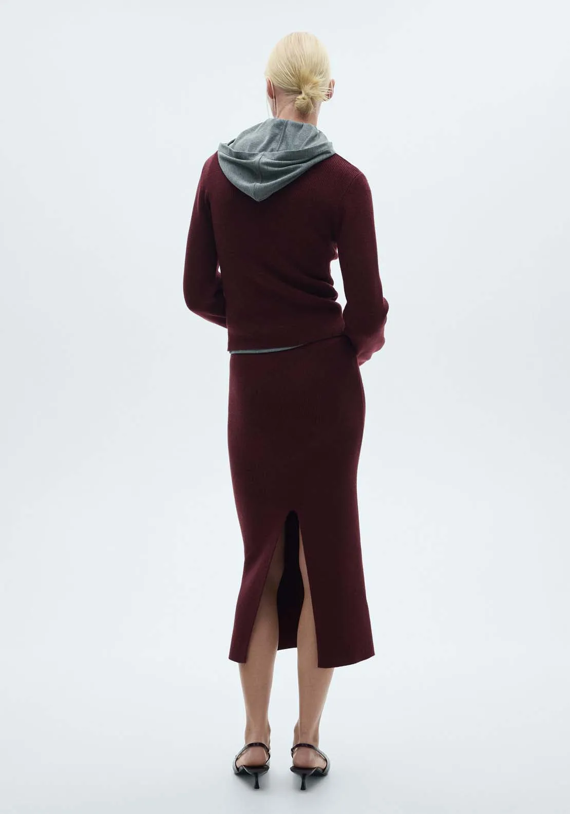 Ribbed round-neck sweater - Dark Red