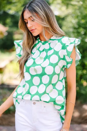 Right On Time Green Polka Dot Top