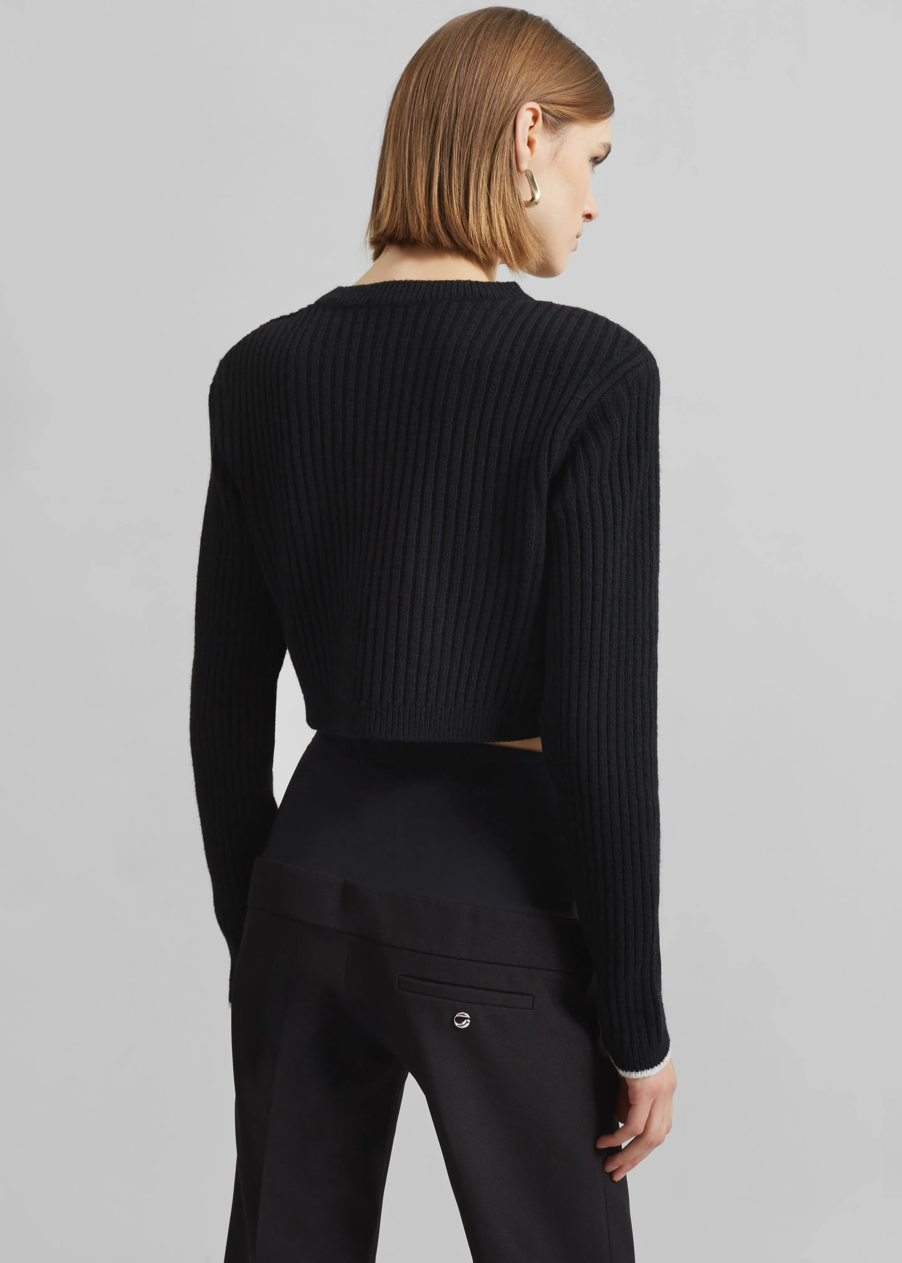 Ritsem Cropped Ribbed Wool Sweater - Black