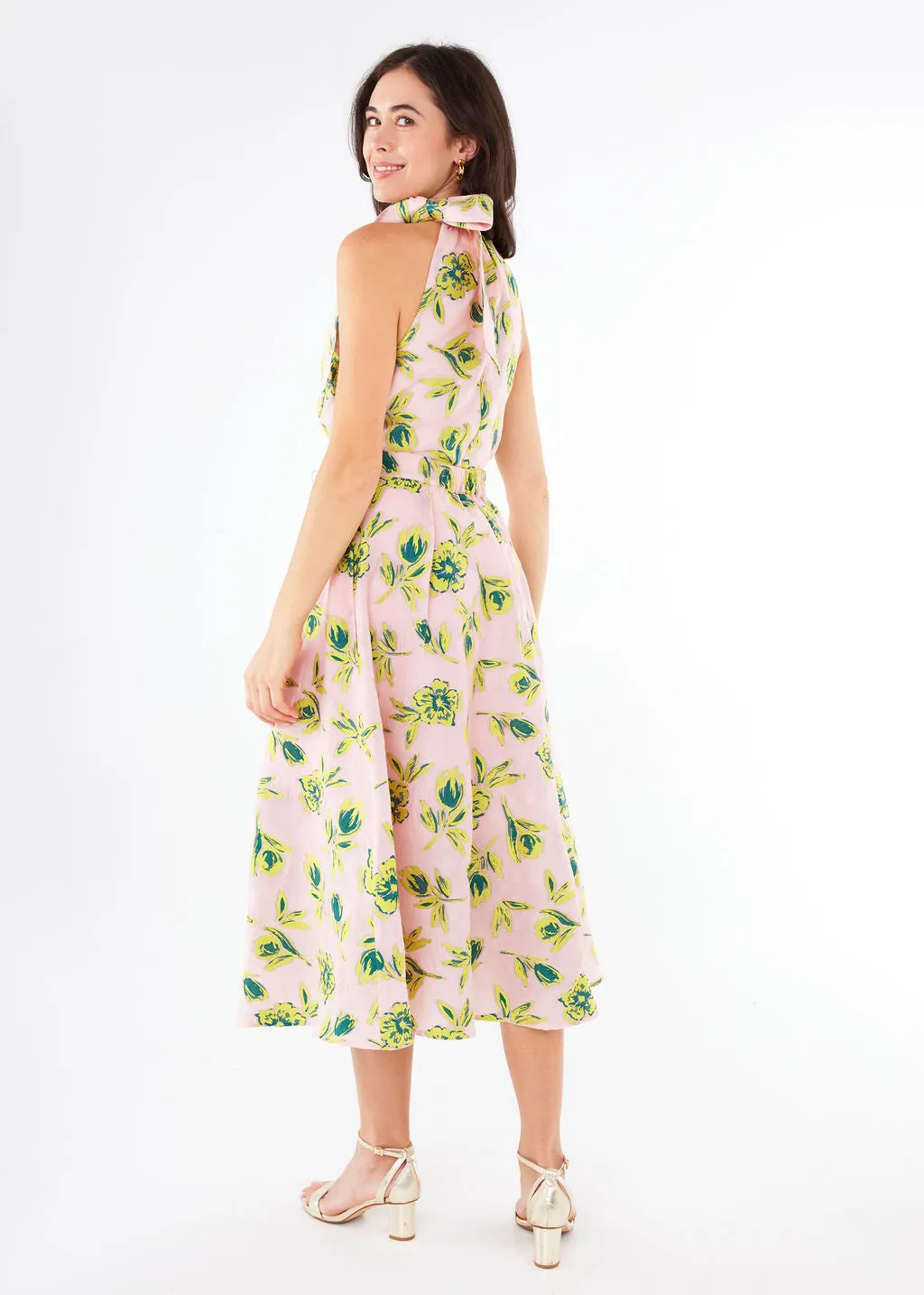 Rory Top Pink Tropical Tulip Jacquard