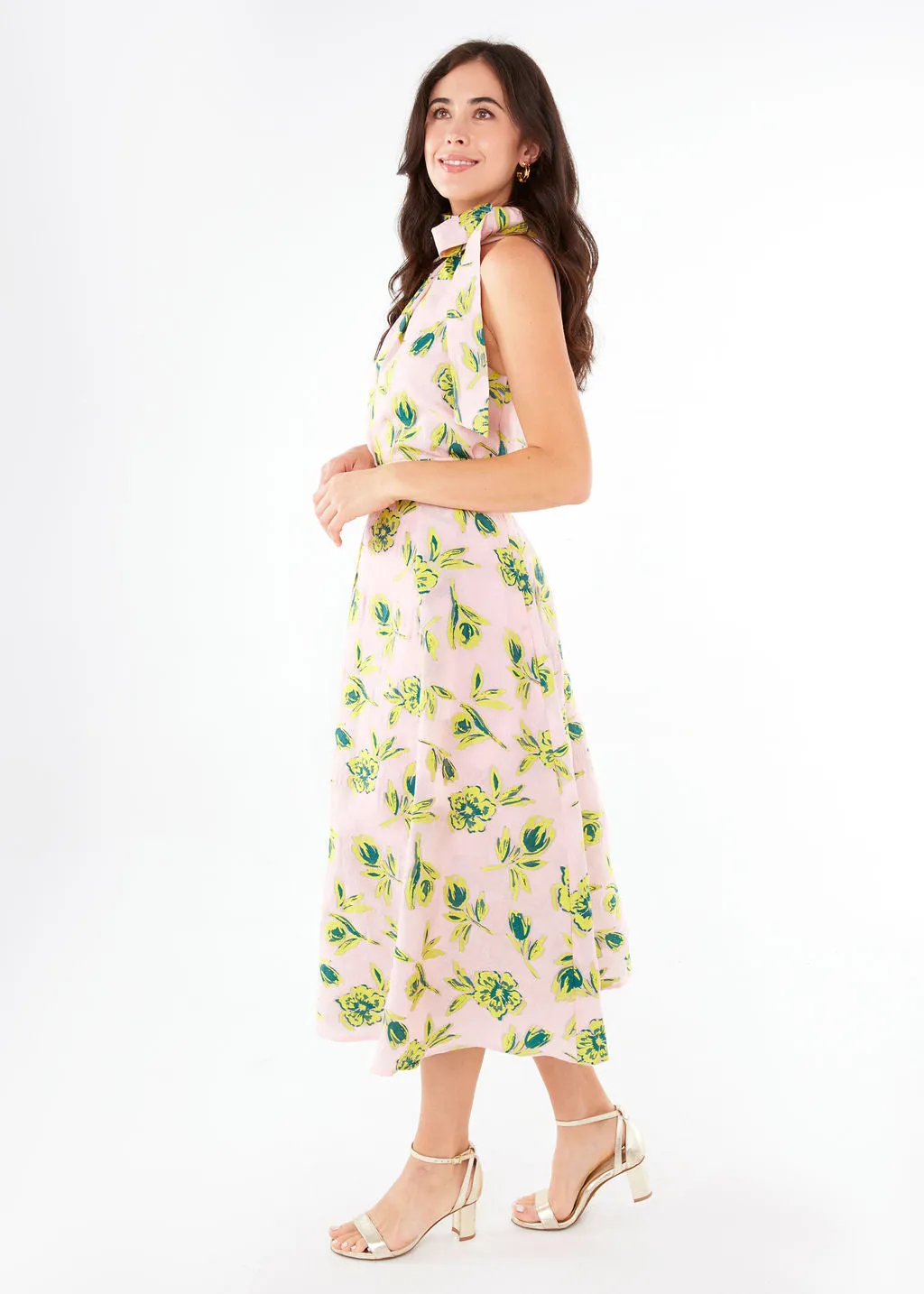 Rory Top Pink Tropical Tulip Jacquard