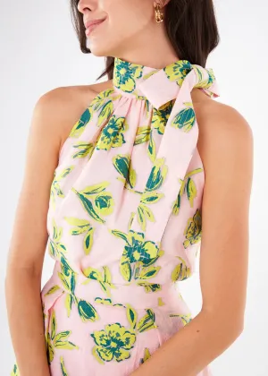 Rory Top Pink Tropical Tulip Jacquard