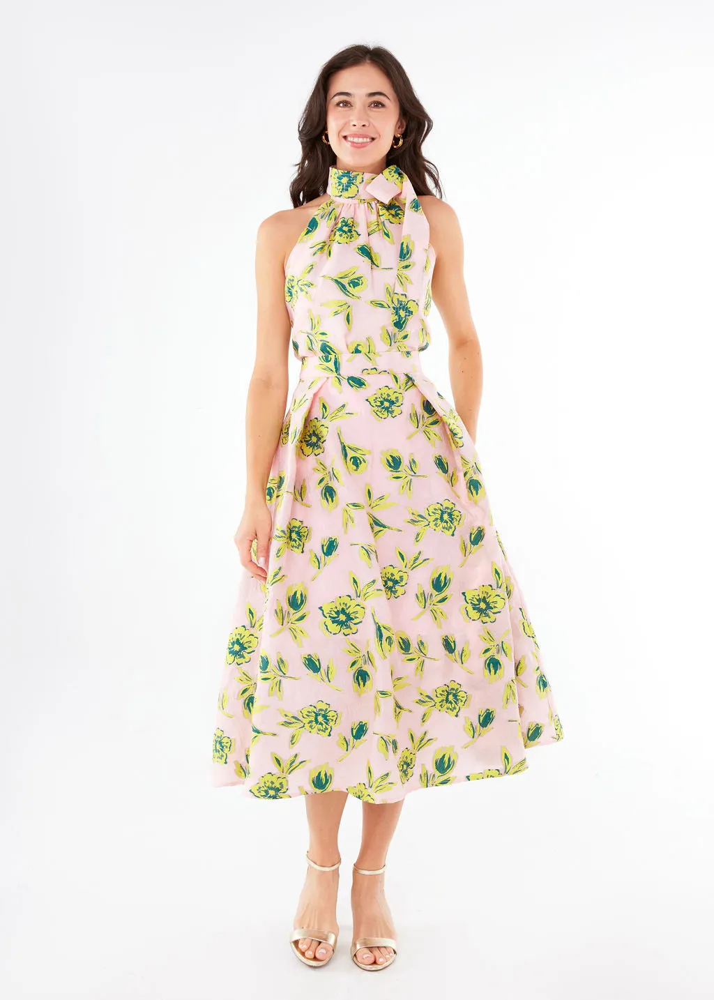 Rory Top Pink Tropical Tulip Jacquard