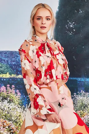 Rose and Ruffles Blouse - Pink/Red Floral