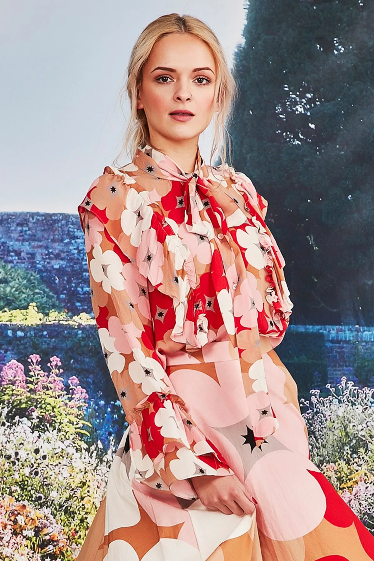 Rose and Ruffles Blouse - Pink/Red Floral