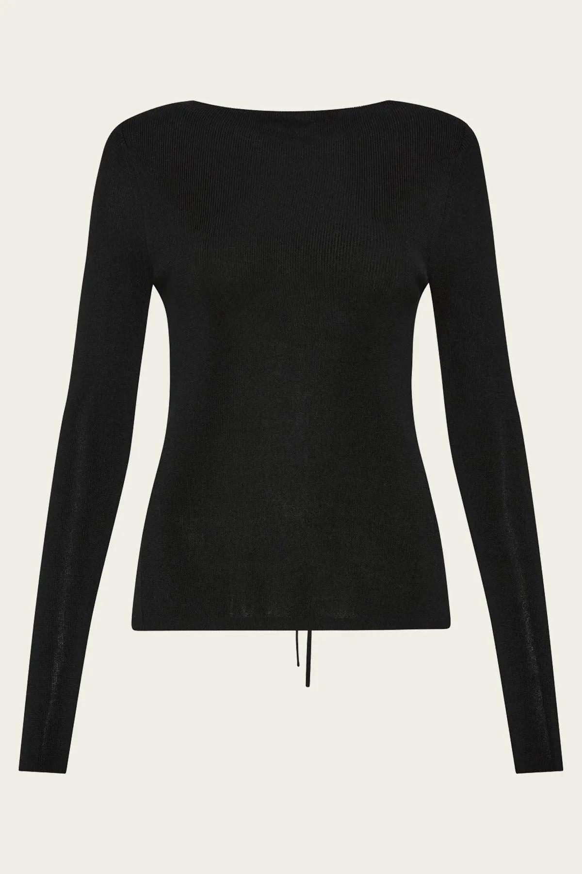 Rouleau Tie Reversible Knit Top in Black