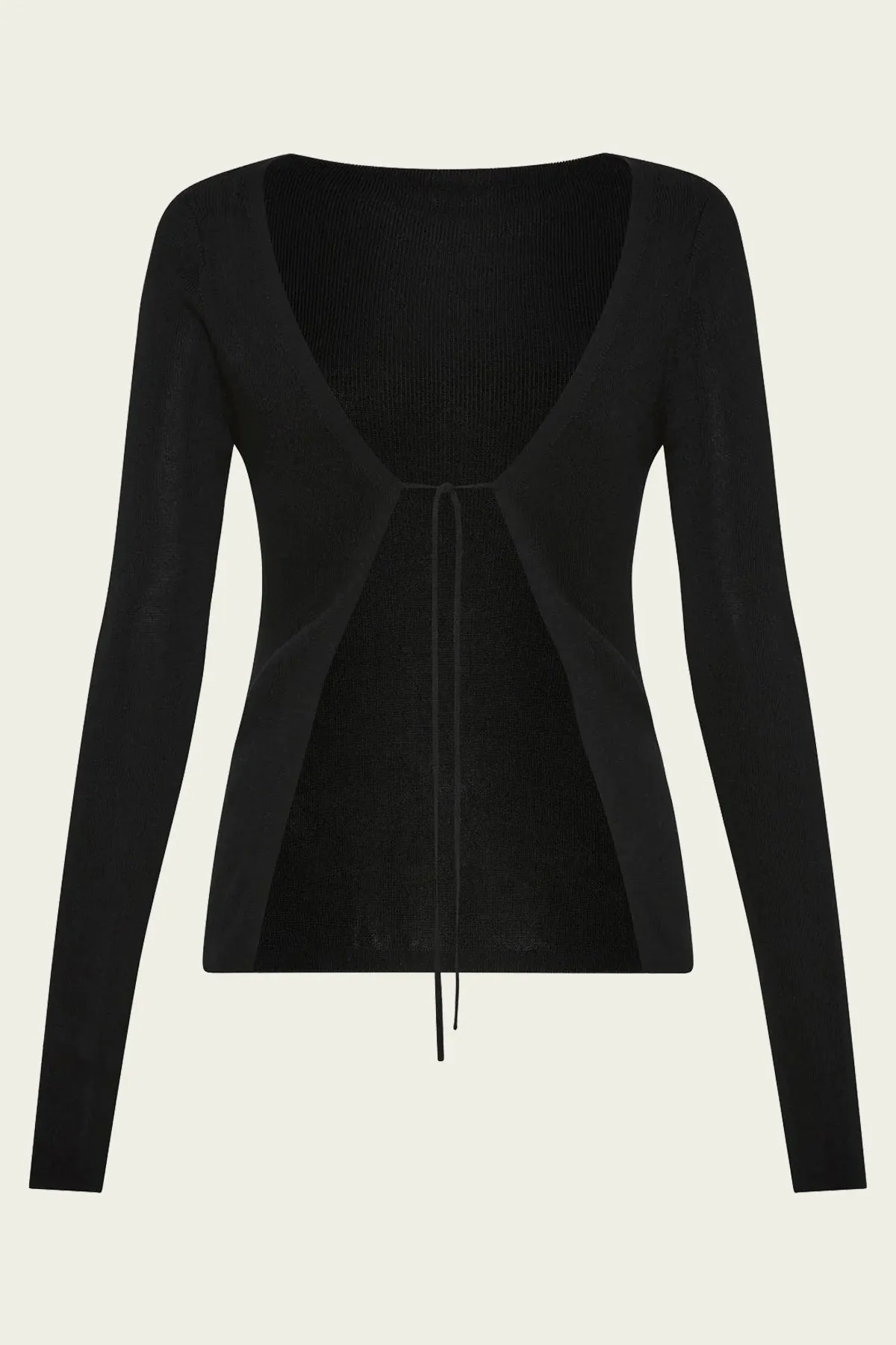 Rouleau Tie Reversible Knit Top in Black