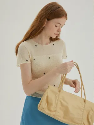Round Neck Polka Dot Knit Top