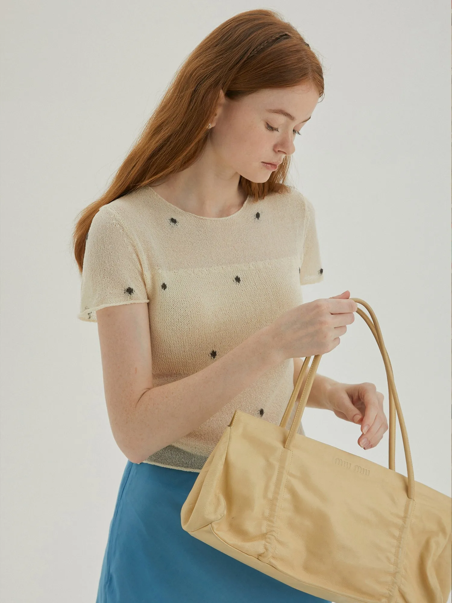 Round Neck Polka Dot Knit Top