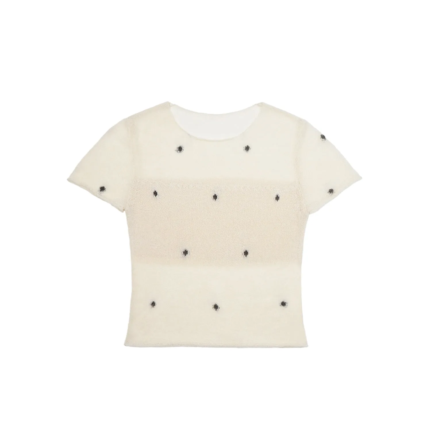 Round Neck Polka Dot Knit Top