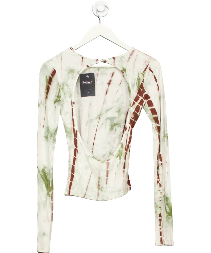 Ruve Green Tie Dye Effect Open Back Top UK S