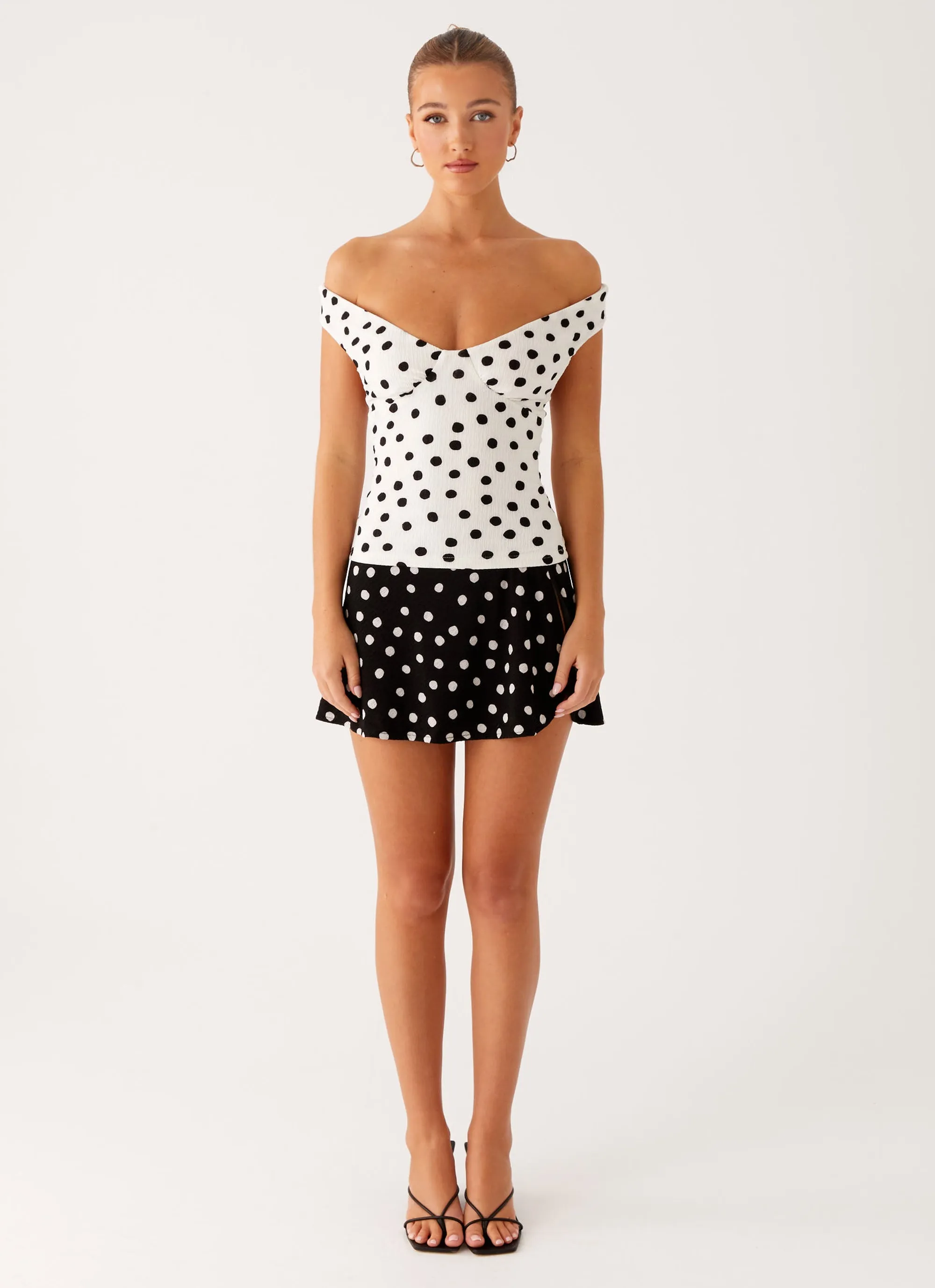 Rylie Top - White Polka Dot