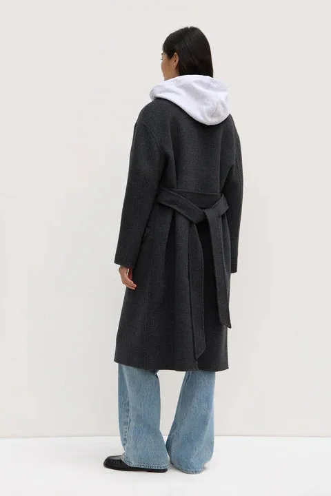 Sadie Single Breasted Wool Coat - Charcoal Marle