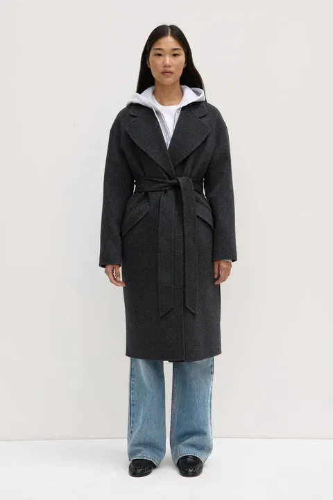 Sadie Single Breasted Wool Coat - Charcoal Marle