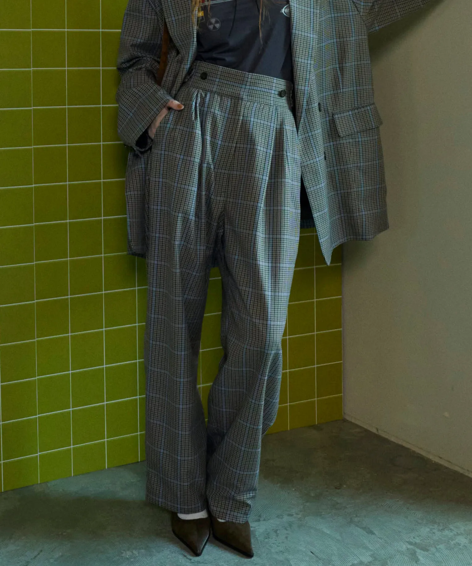 【SALE】2way Waist Checkered Pants