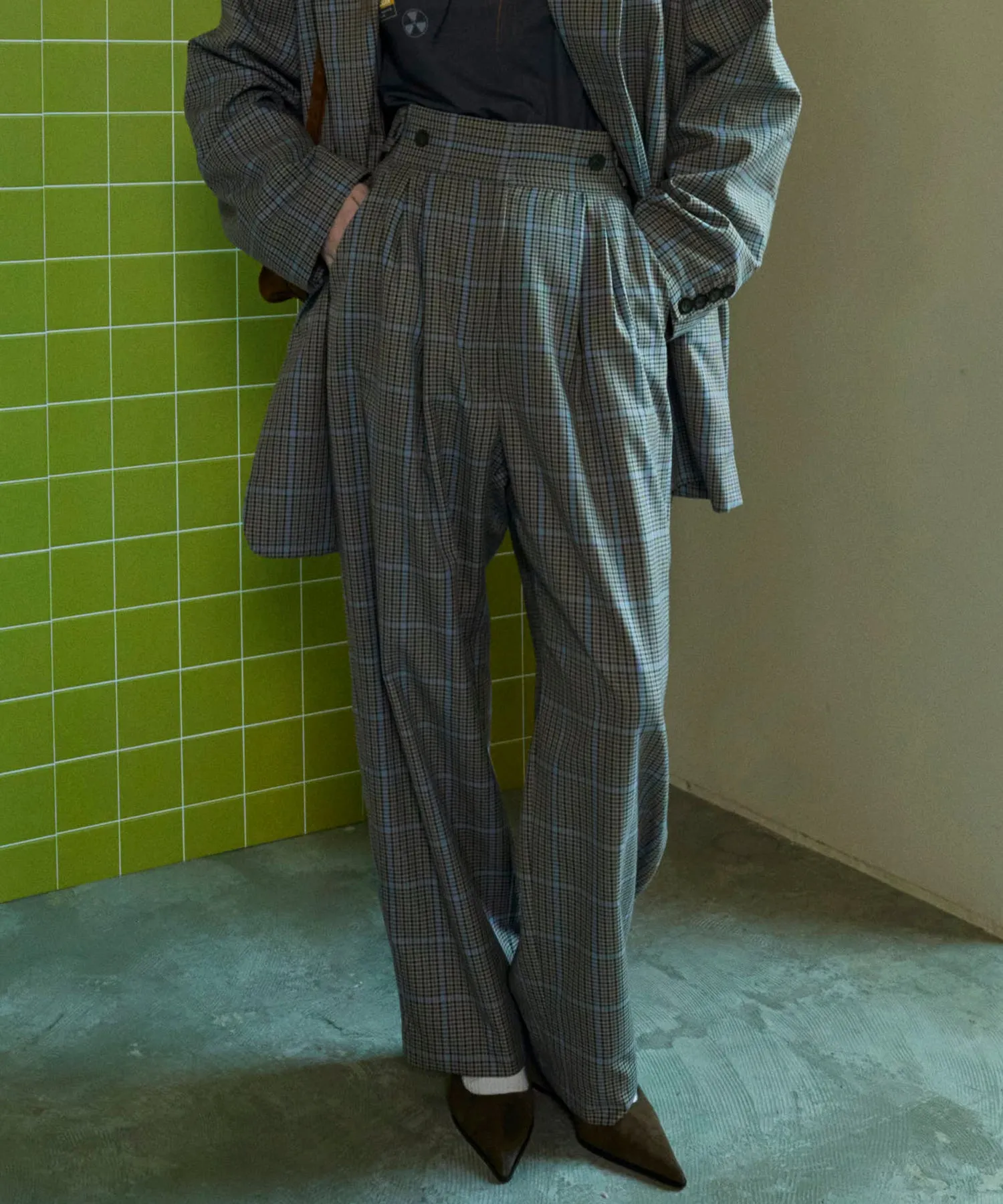 【SALE】2way Waist Checkered Pants