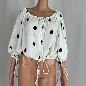 Sassy Hills Fashion Polka Dot Drawstring Blouse 10