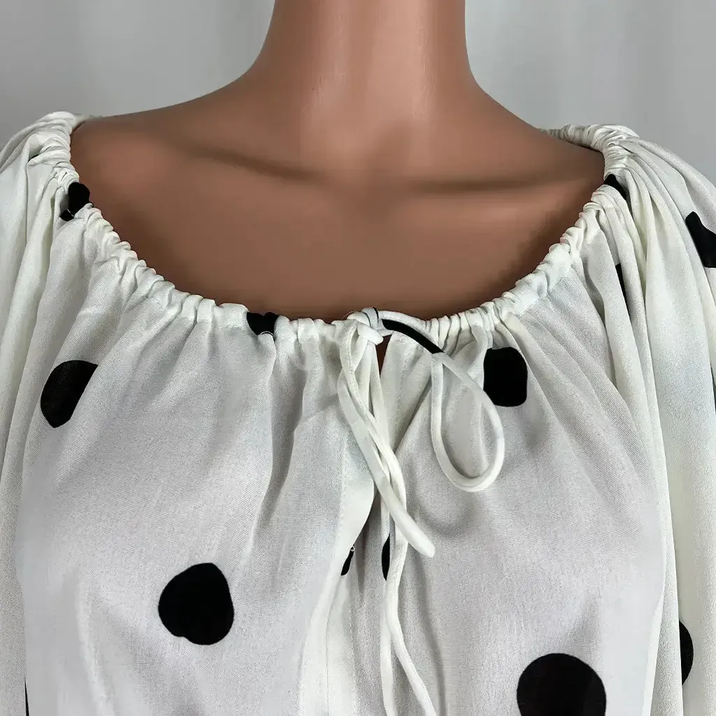 Sassy Hills Fashion Polka Dot Drawstring Blouse 10