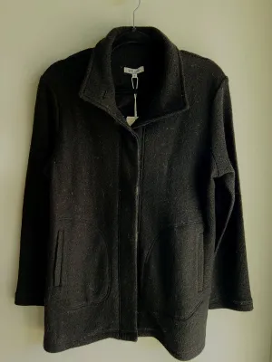 SEE SAW - Black Boiled Wool Funnel Neck Coat - SS162