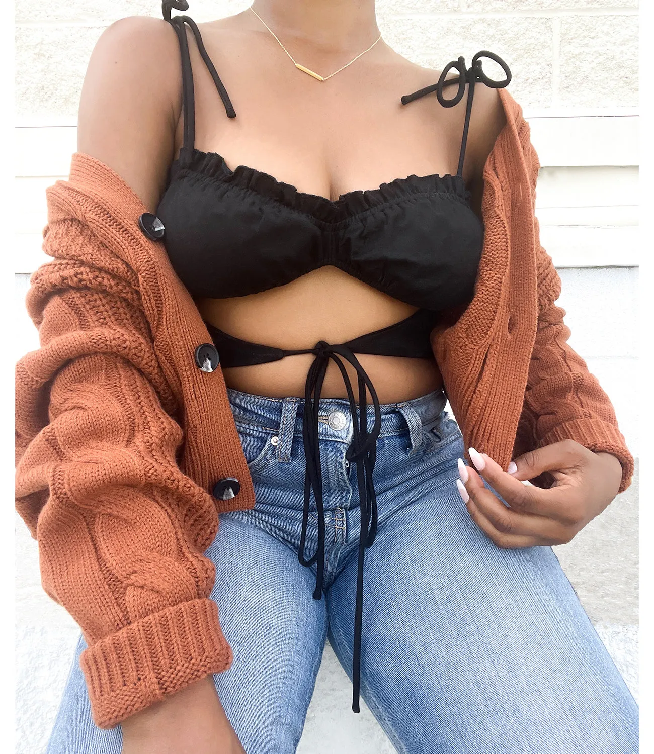 Serenity Bustier Cutout Top(Black)