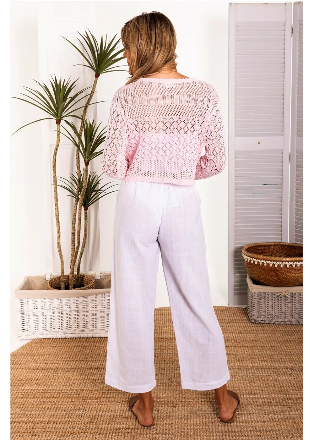 Shanee Knit Tie Top - Rose