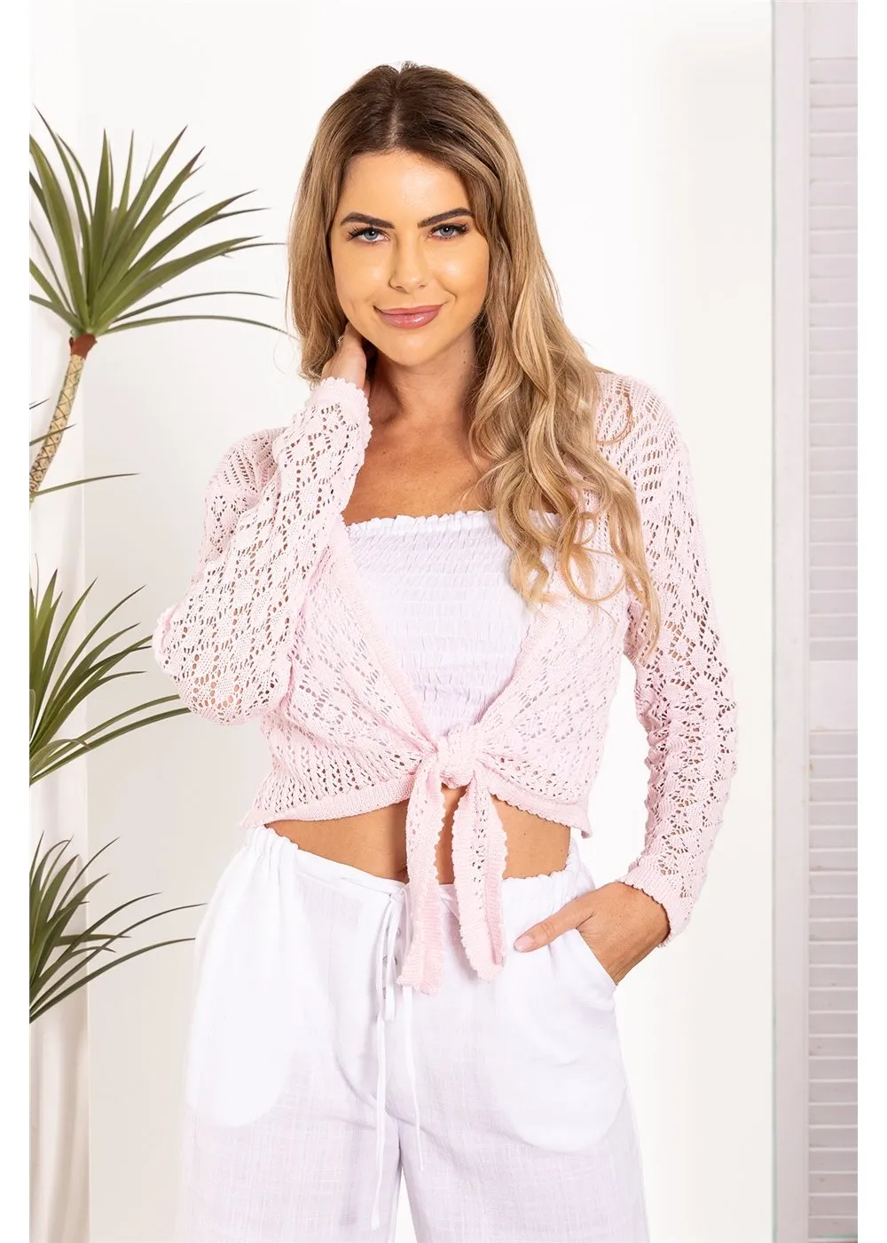 Shanee Knit Tie Top - Rose