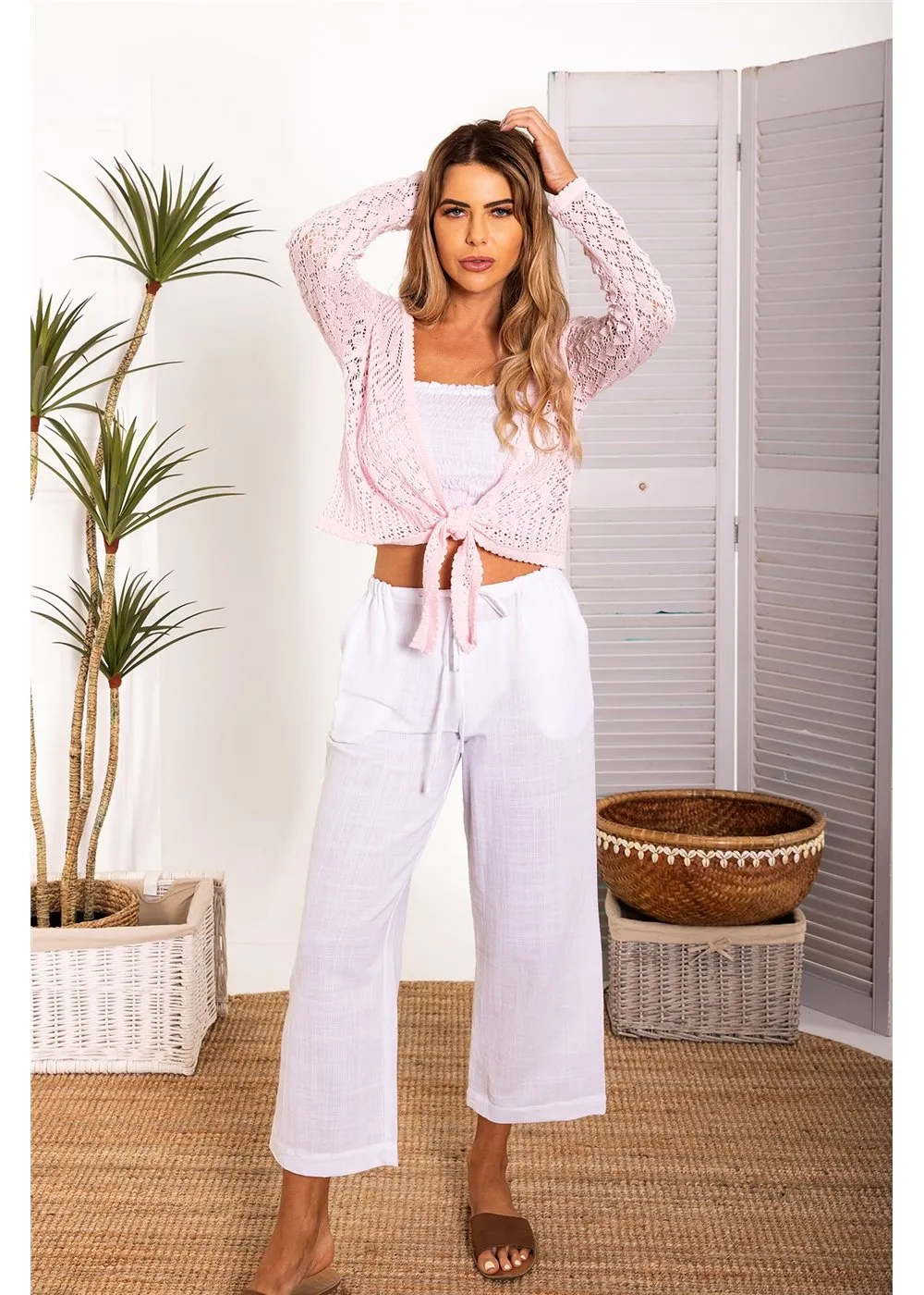 Shanee Knit Tie Top - Rose
