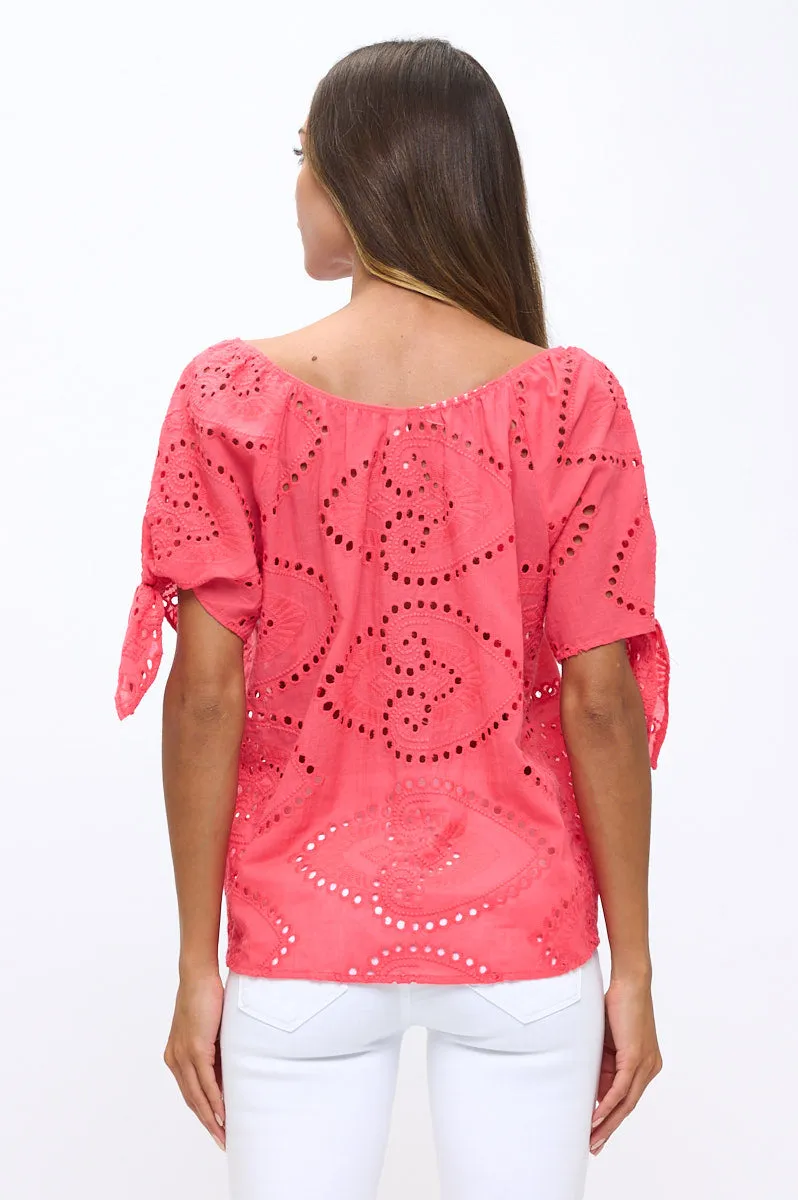 SHORT SLEEVE SLIT TIE PEASANT