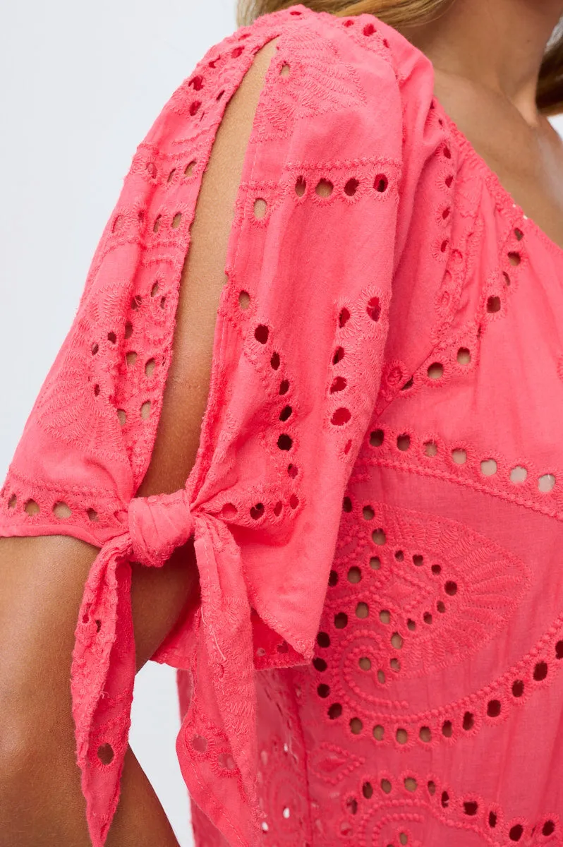 SHORT SLEEVE SLIT TIE PEASANT