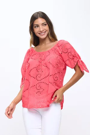 SHORT SLEEVE SLIT TIE PEASANT