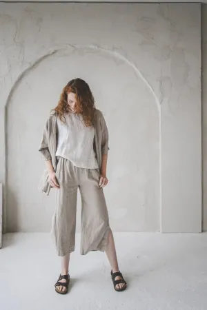 Side slit wide leg pants