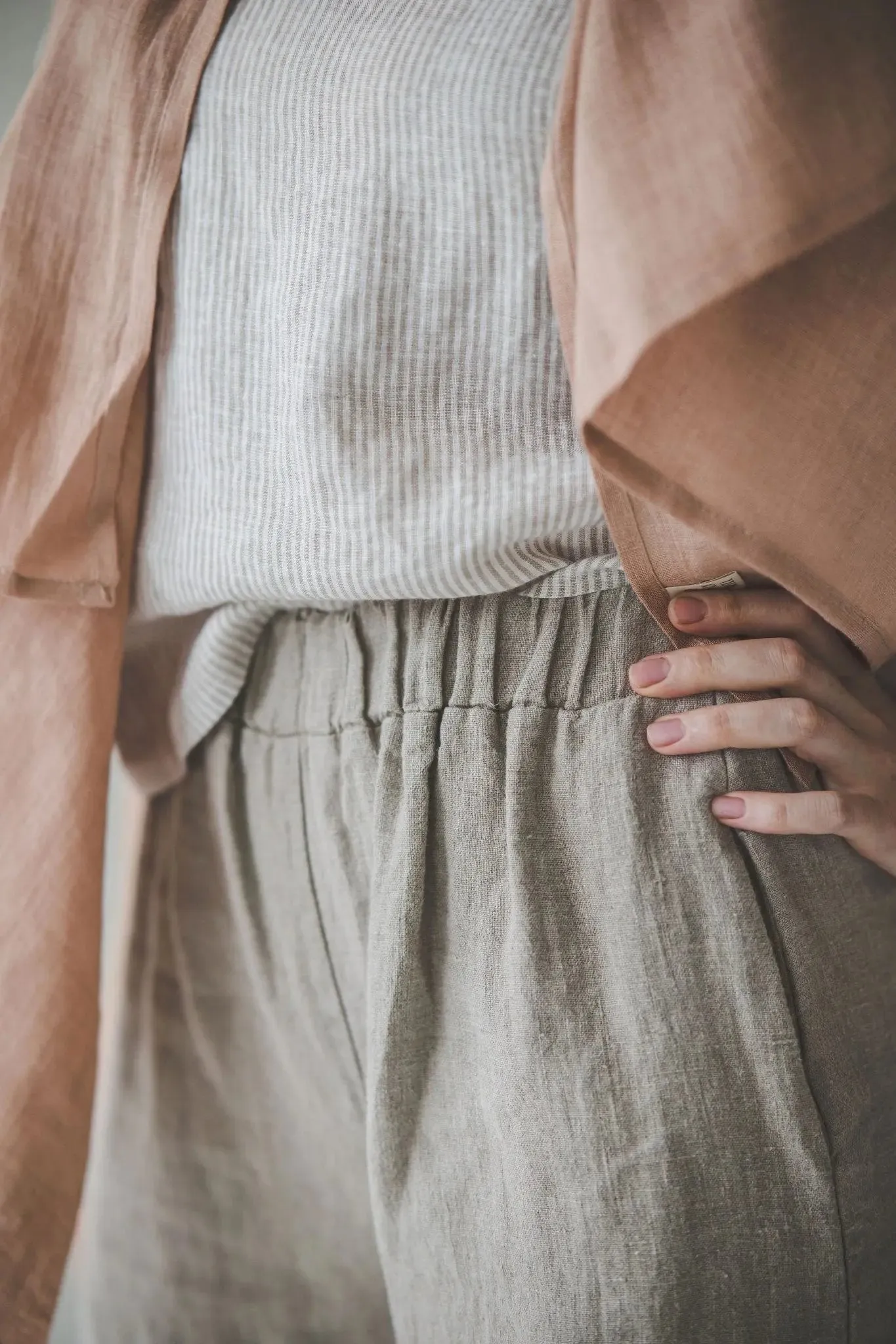 Side slit wide leg pants