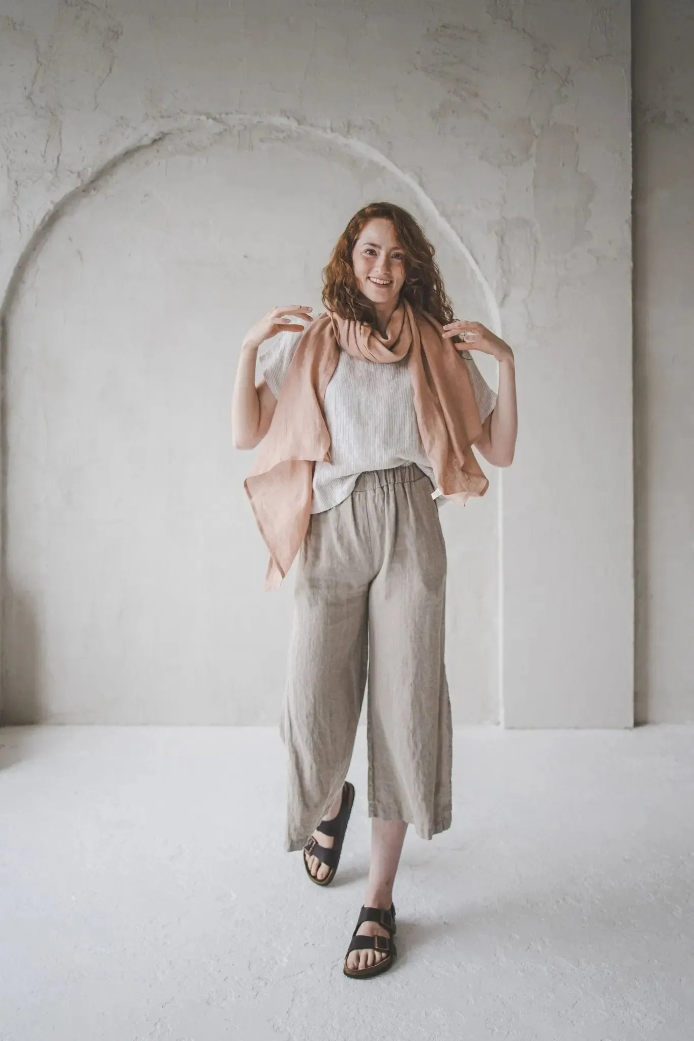 Side slit wide leg pants