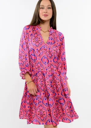 Silky Tile Print Dress (Pink)