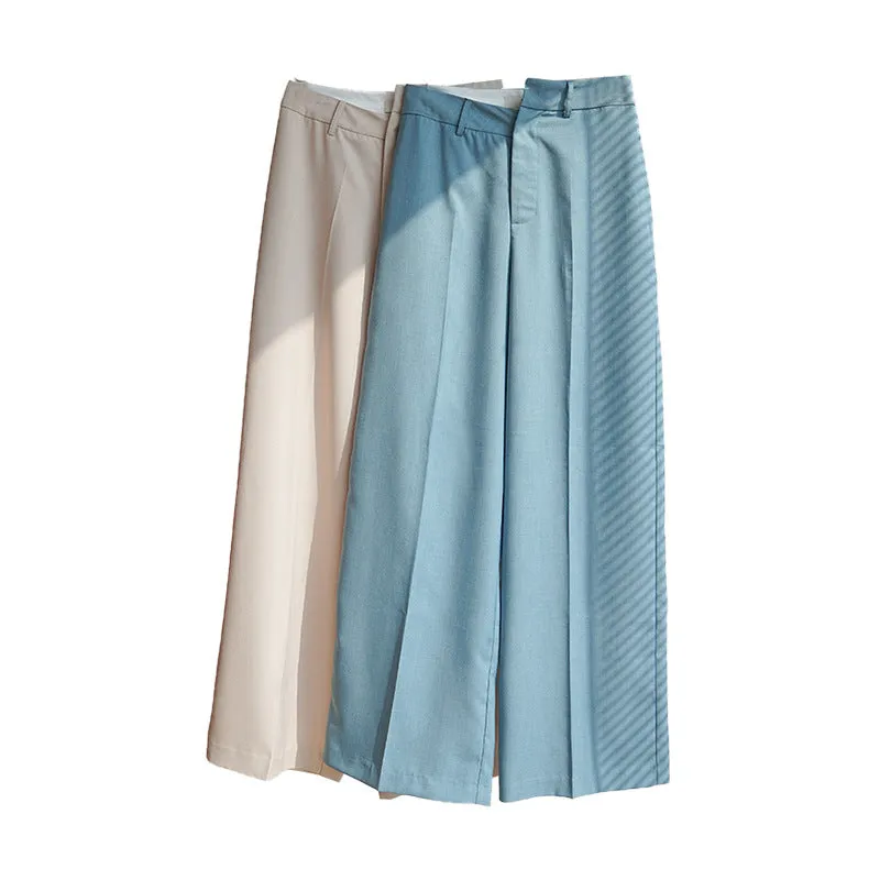 Simple Irregular Waist Wide Leg Pants