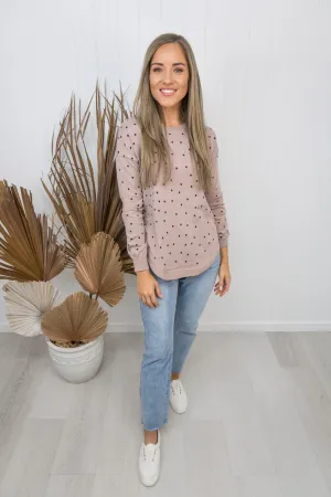 Slater Knit -Beige/polka dot
