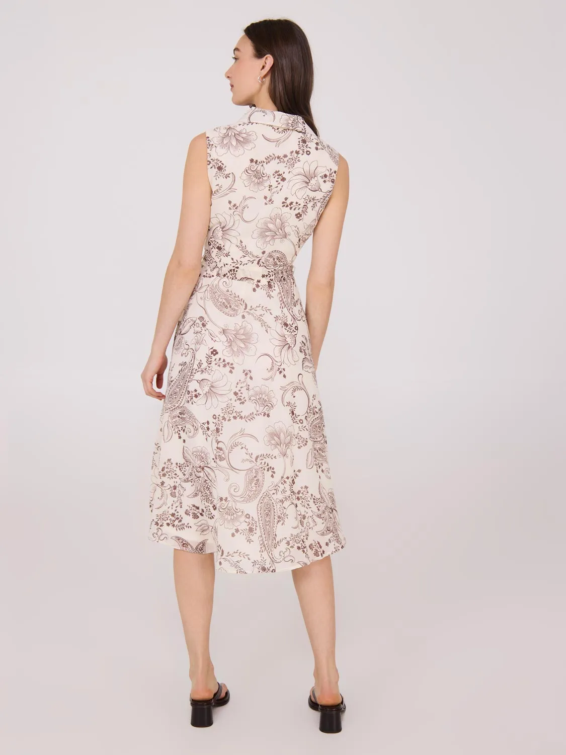 Sleeveless Chiffon Printed Midi Dress