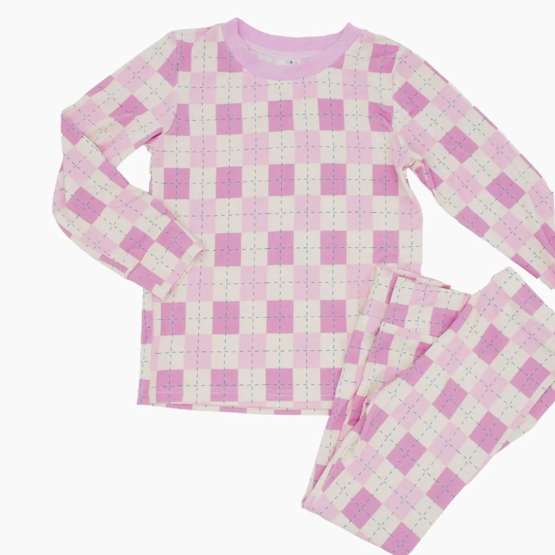 Snuggle Squares (Purple/Pink) | Two-Piece Pajama Set