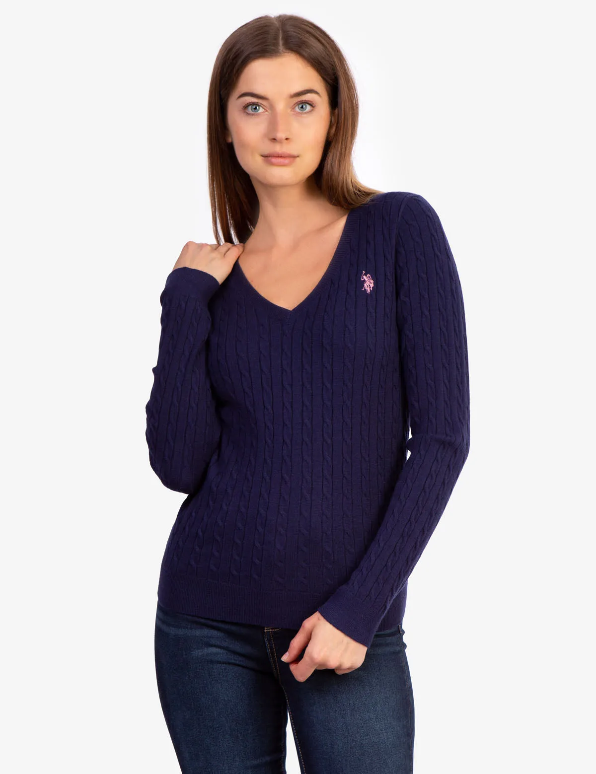 SOFT CABLE V-NECK SWEATER