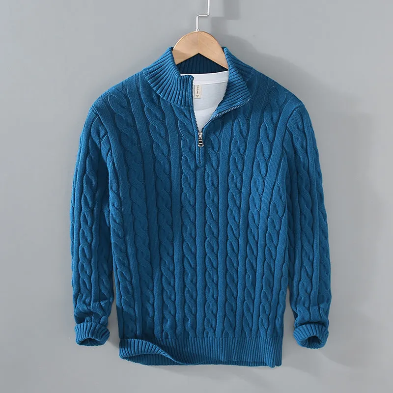 Solid Cable Knit Turtleneck Sweater