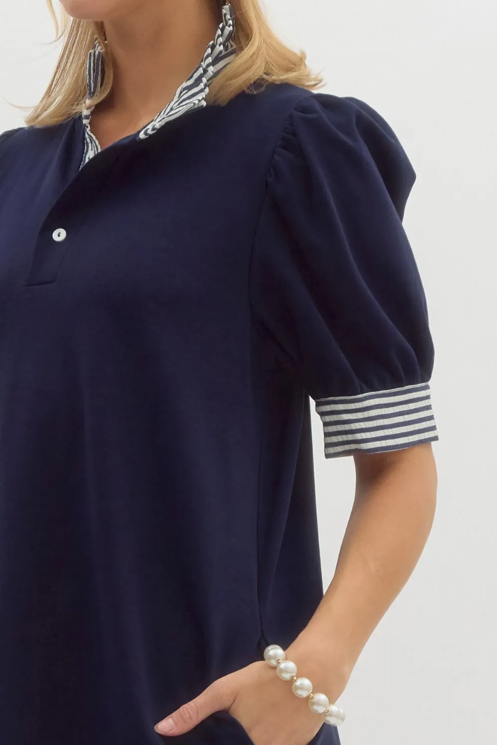 Solid Short Sleeve Pullover Polo Dress