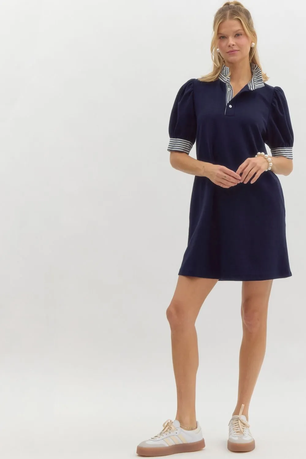 Solid Short Sleeve Pullover Polo Dress